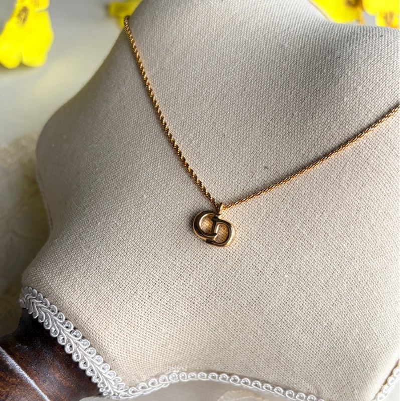 Christian Dior 迪奧 CD logo 標誌鍍金項鏈 頸鍊-4