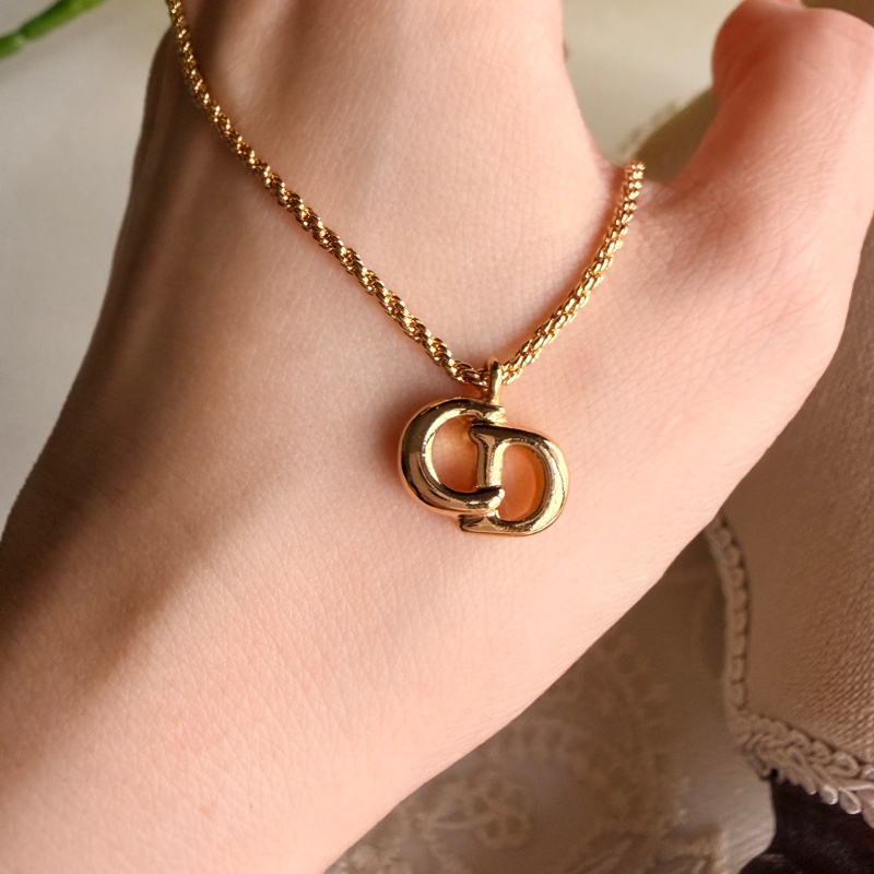 Christian Dior 迪奧 CD logo 標誌鍍金項鏈 頸鍊-5