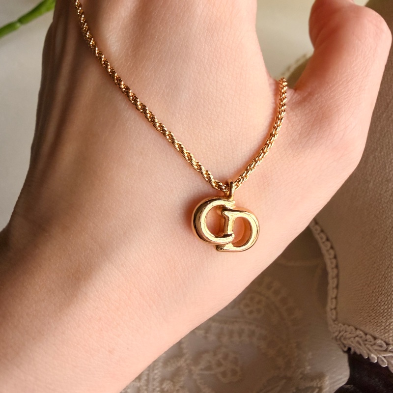 Christian Dior 迪奧 CD logo 標誌鍍金項鏈 頸鍊-6