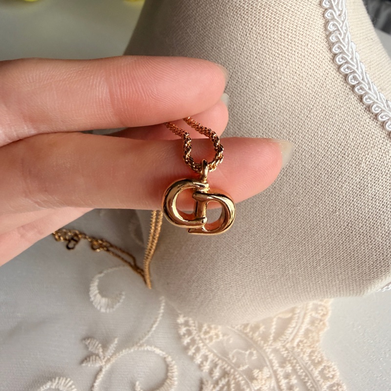 Christian Dior 迪奧 CD logo 標誌鍍金項鏈 頸鍊-8