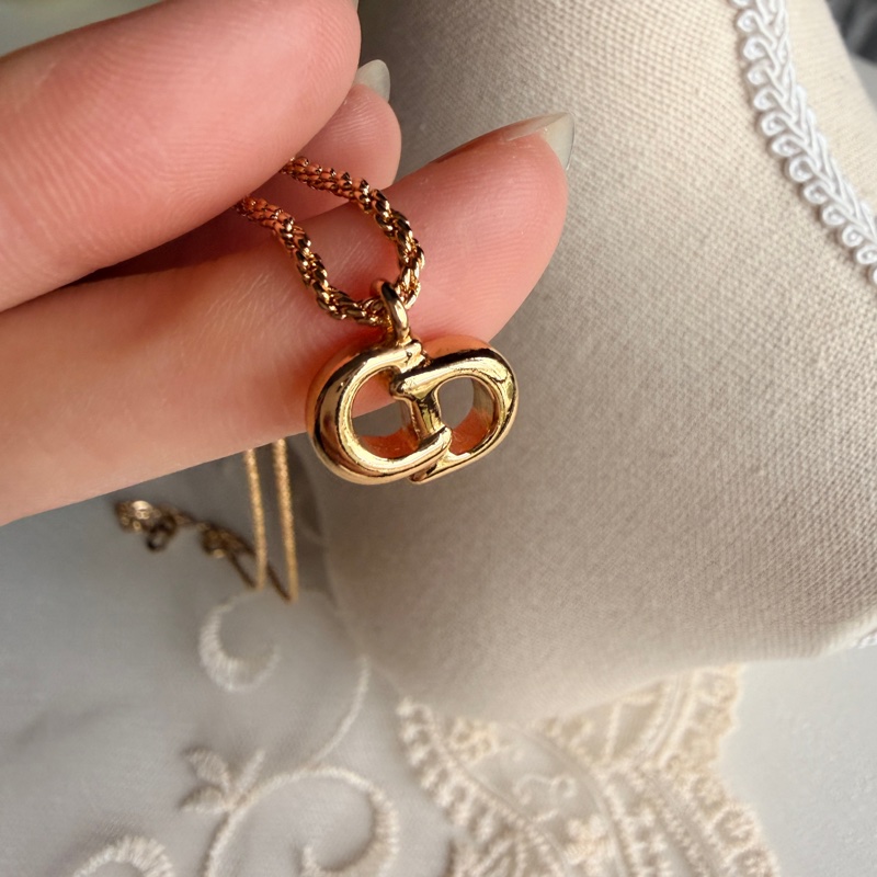 Christian Dior 迪奧 CD logo 標誌鍍金項鏈 頸鍊-9