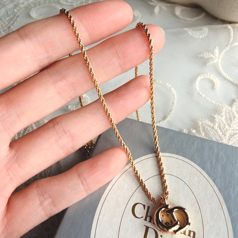 Christian Dior 迪奧 CD logo 標誌鍍金項鏈 頸鍊-10