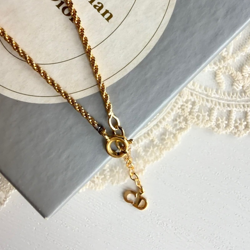 Christian Dior 迪奧 CD logo 標誌鍍金項鏈 頸鍊-14