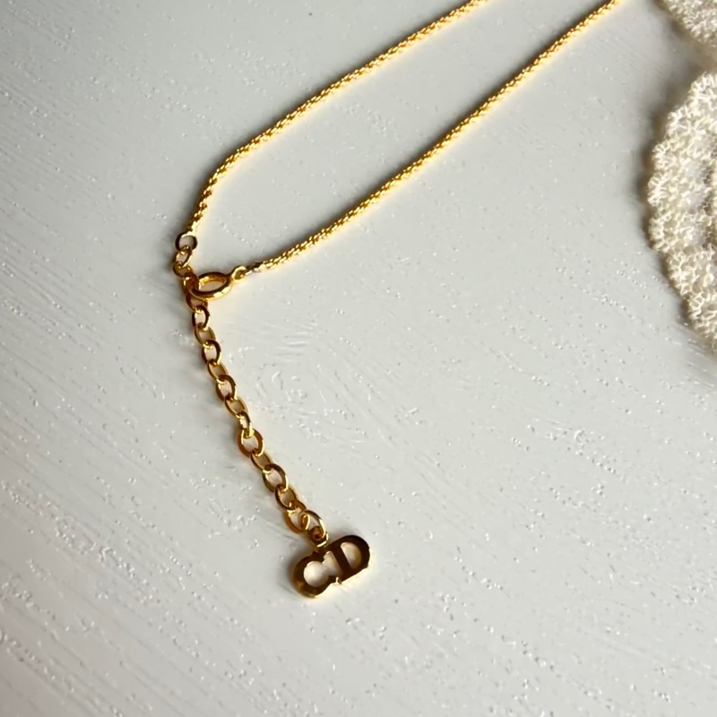 Christian Dior 迪奧 CD logo 標誌鍍金項鏈 頸鍊-17