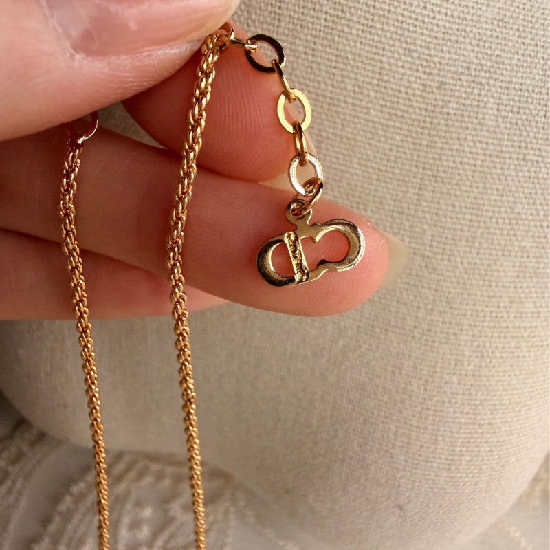 Christian Dior 迪奧 CD logo 標誌鍍金項鏈 頸鍊-18