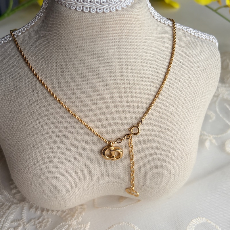 Christian Dior 迪奧 CD logo 標誌鍍金項鏈 頸鍊-19