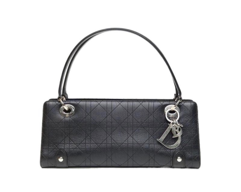 【93新 ✨ 全網最低價！】DIOR迪奧  中古橫版戴妃  拉鍊開合手提包  銀標 女款 黑色（下單前先詢問庫存❗️）-1