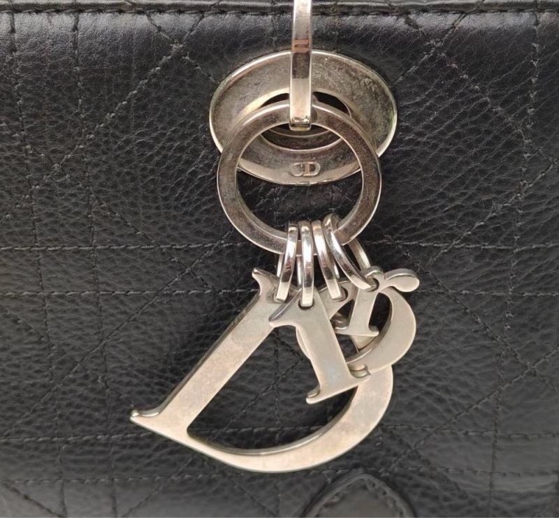 【93新 ✨ 全網最低價！】DIOR迪奧  中古橫版戴妃  拉鍊開合手提包  銀標 女款 黑色（下單前先詢問庫存❗️）-7