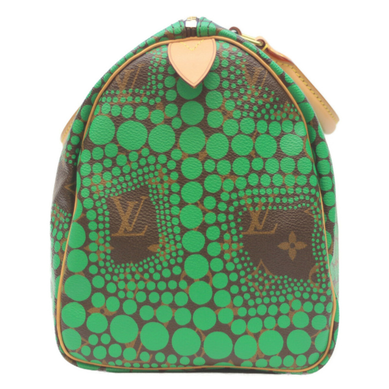 路易威登 x KY 草間彌生 2012 Monogram Town Pumpkin Dot Vert Speedy 30 波士頓包，綠色 (M40694) 女款-3