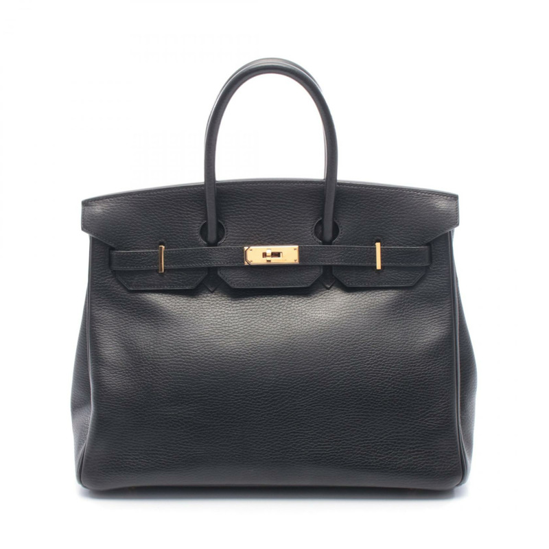 愛馬仕 Birkin 35 手提包，Ardennes 皮革，黑色，二手，女士，金色五金-0