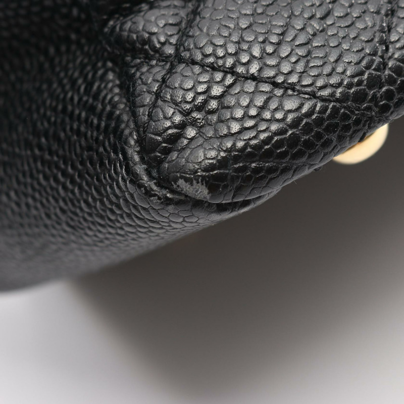 香奈兒 (CHANEL) 絎縫鏈條單背包 A18004 黑色皮革 二手 女士 金色五金-5