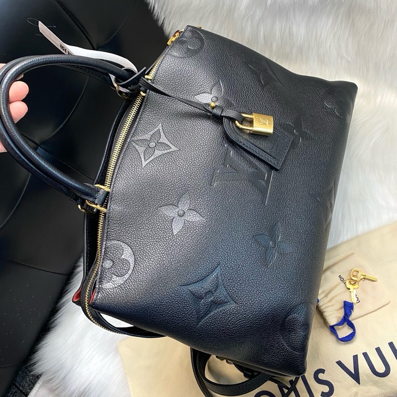 LV路易威登 GRAND PALAIS系列手袋 蒙田中號 經典logo大印花 芯片款 女士手提包 黑色金扣-3