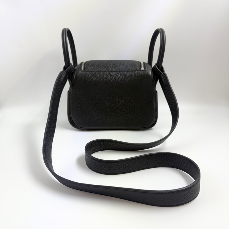 HERMES愛馬仕mini Lindy一代黑色銀釦-1