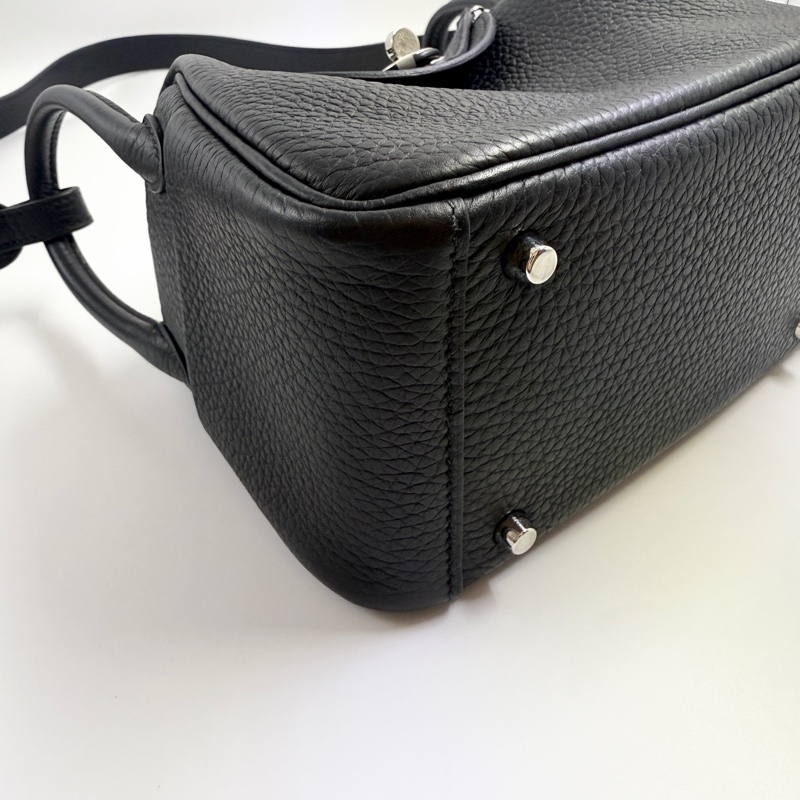 HERMES愛馬仕mini Lindy一代黑色銀釦-3