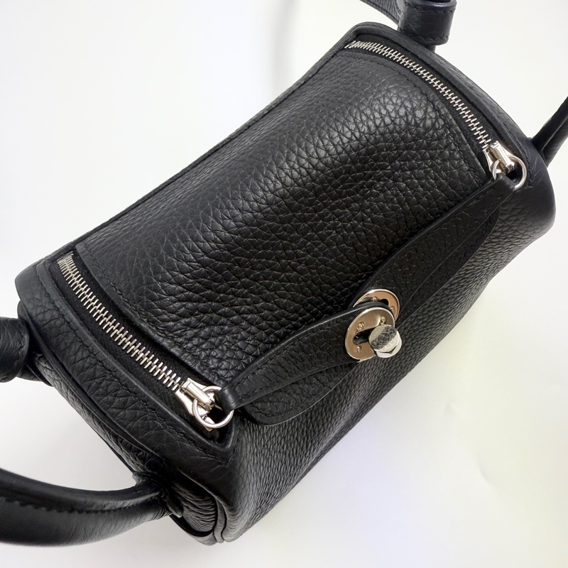 HERMES愛馬仕mini Lindy一代黑色銀釦-4