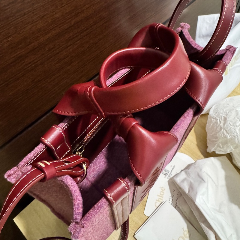 專櫃正品 CHLOE 紫紅色 WOODY 2WAY 手提包 肩背包 側背包 斜背包 時尚包-12