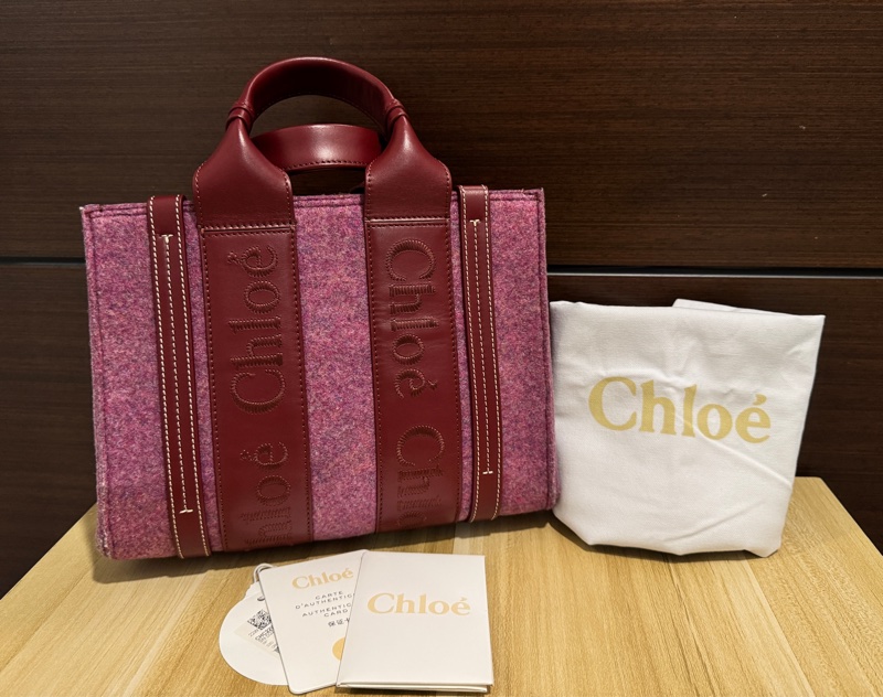 專櫃正品 CHLOE 紫紅色 WOODY 2WAY 手提包 肩背包 側背包 斜背包 時尚包-16