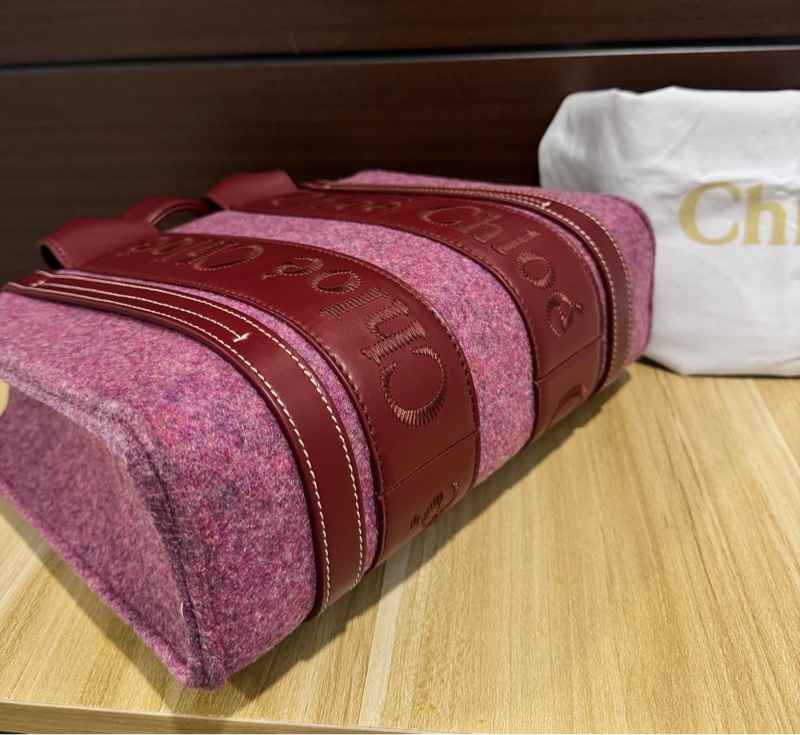 專櫃正品 CHLOE 紫紅色 WOODY 2WAY 手提包 肩背包 側背包 斜背包 時尚包-17