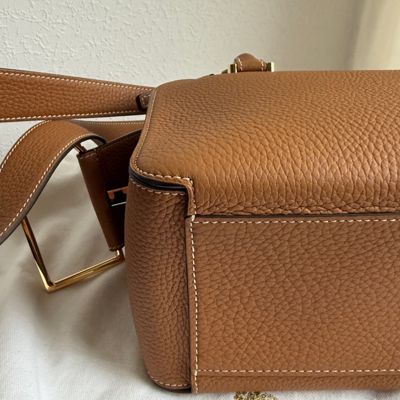 德爾沃超美焦糖色大D 皮革超好 貴婦專用包-4