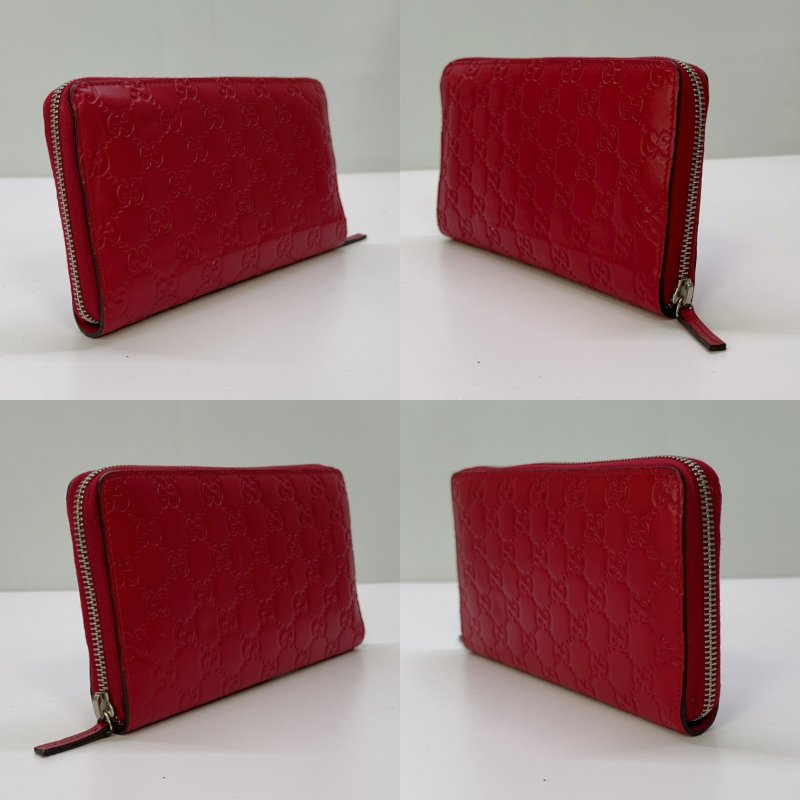 GUCCI Guccissima系列紅色拉鍊長夾-2