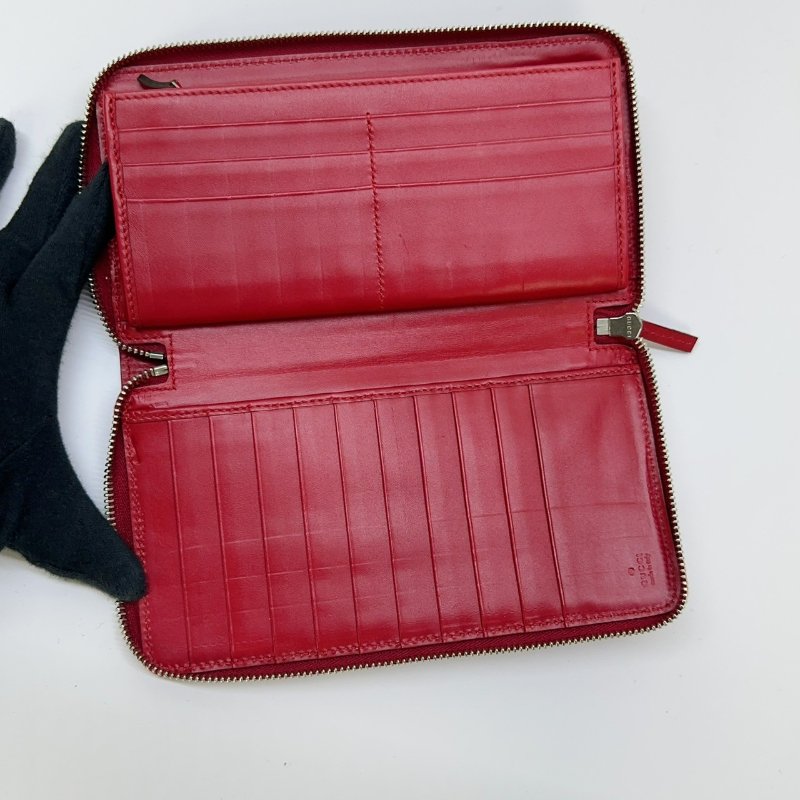 GUCCI Guccissima系列紅色拉鍊長夾-3