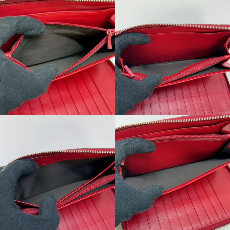 GUCCI Guccissima系列紅色拉鍊長夾-4