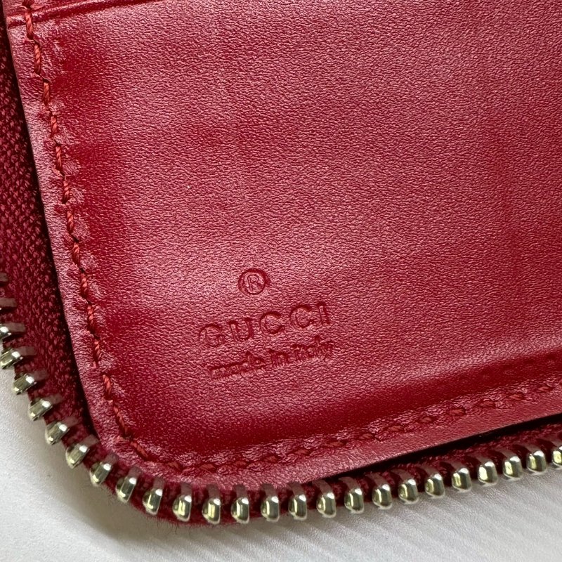 GUCCI Guccissima系列紅色拉鍊長夾-5
