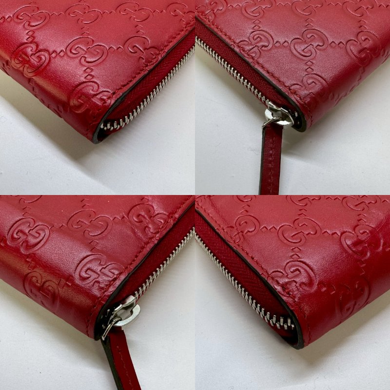 GUCCI Guccissima系列紅色拉鍊長夾-7