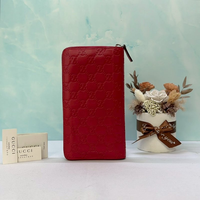 GUCCI Guccissima紅色拉鍊長夾-1