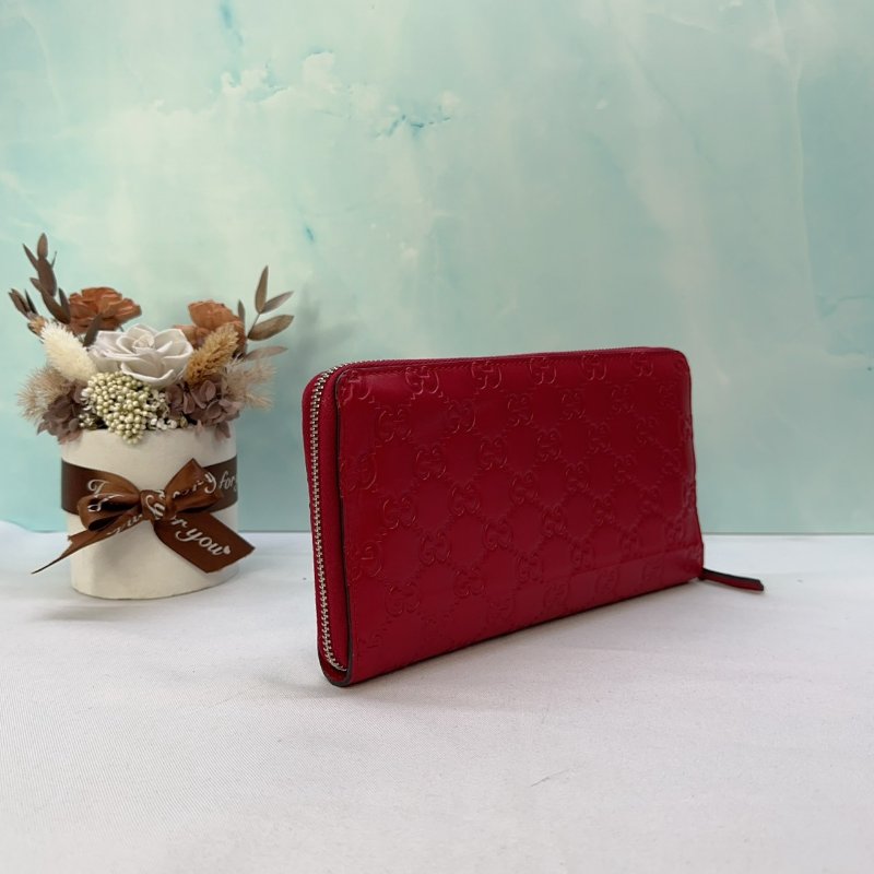 GUCCI Guccissima紅色拉鍊長夾-2