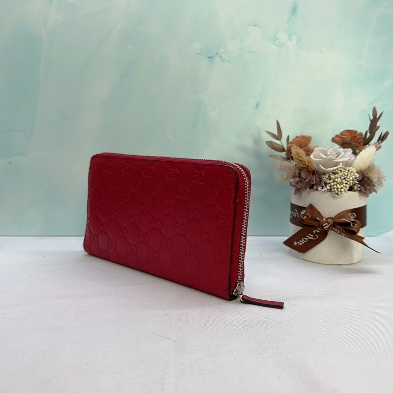 GUCCI Guccissima紅色拉鍊長夾-3