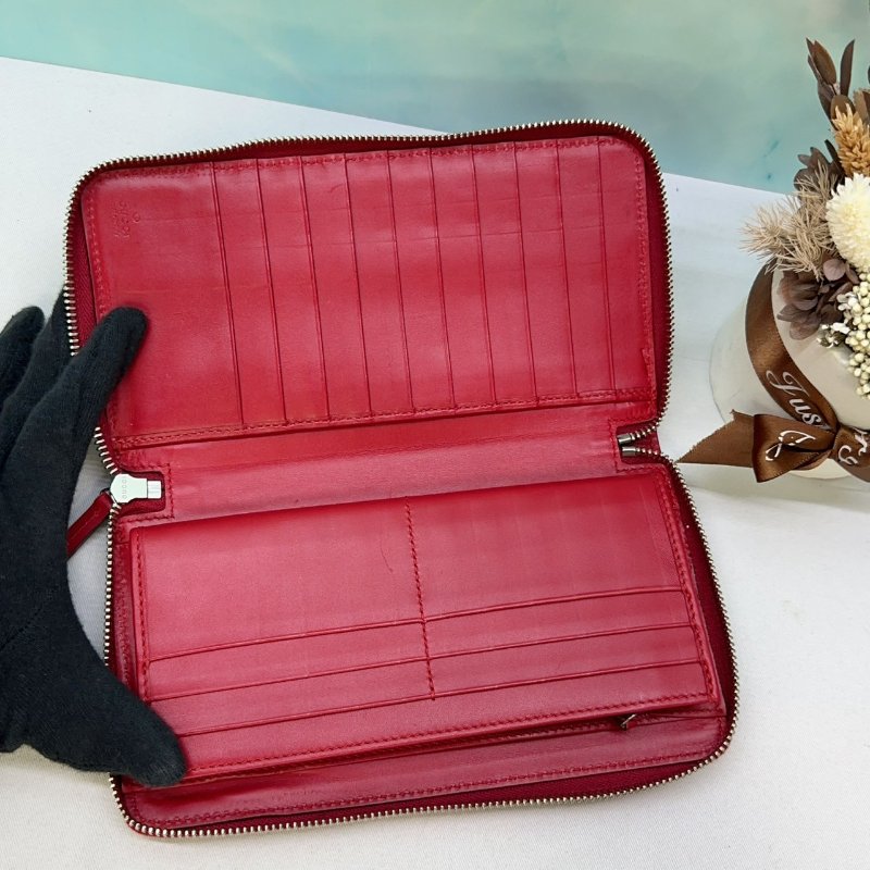 GUCCI Guccissima紅色拉鍊長夾-4