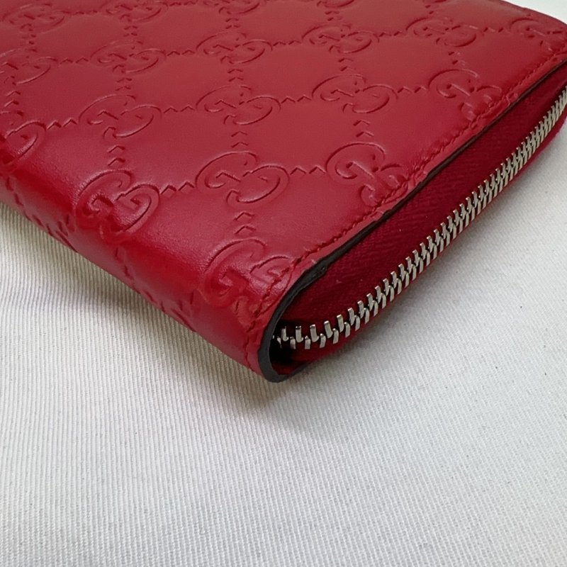 GUCCI Guccissima紅色拉鍊長夾-7