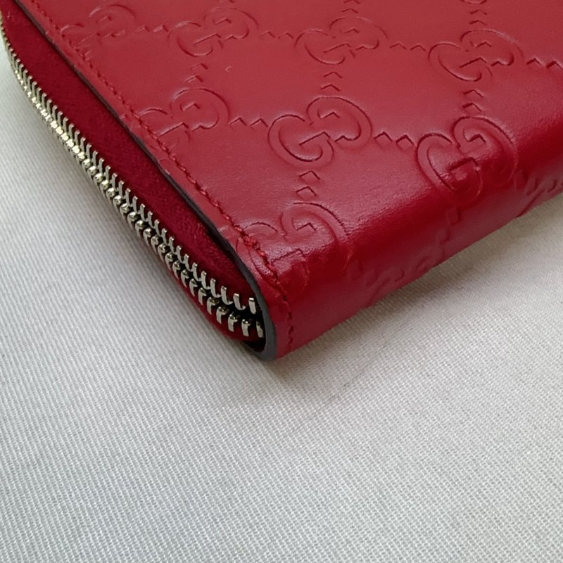 GUCCI Guccissima紅色拉鍊長夾-8