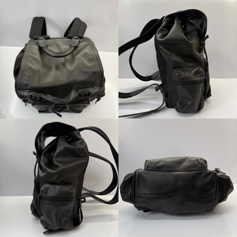 BURBERRY 巴寶莉 黑色牛皮後背包-3