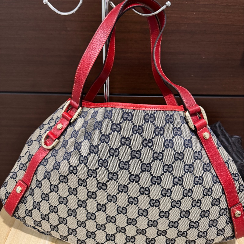 GUCCI 專櫃正品 限量品 130736 紅藍 GG 托特包 肩背包 變形蟲包-0