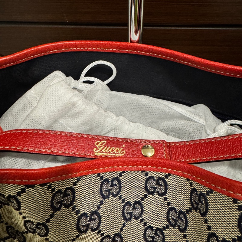 GUCCI 專櫃正品 限量品 130736 紅藍 GG 托特包 肩背包 變形蟲包-2
