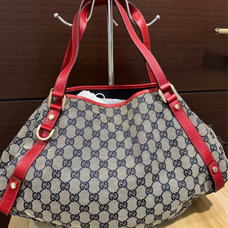 GUCCI 專櫃正品 限量品 130736 紅藍 GG 托特包 肩背包 變形蟲包-5