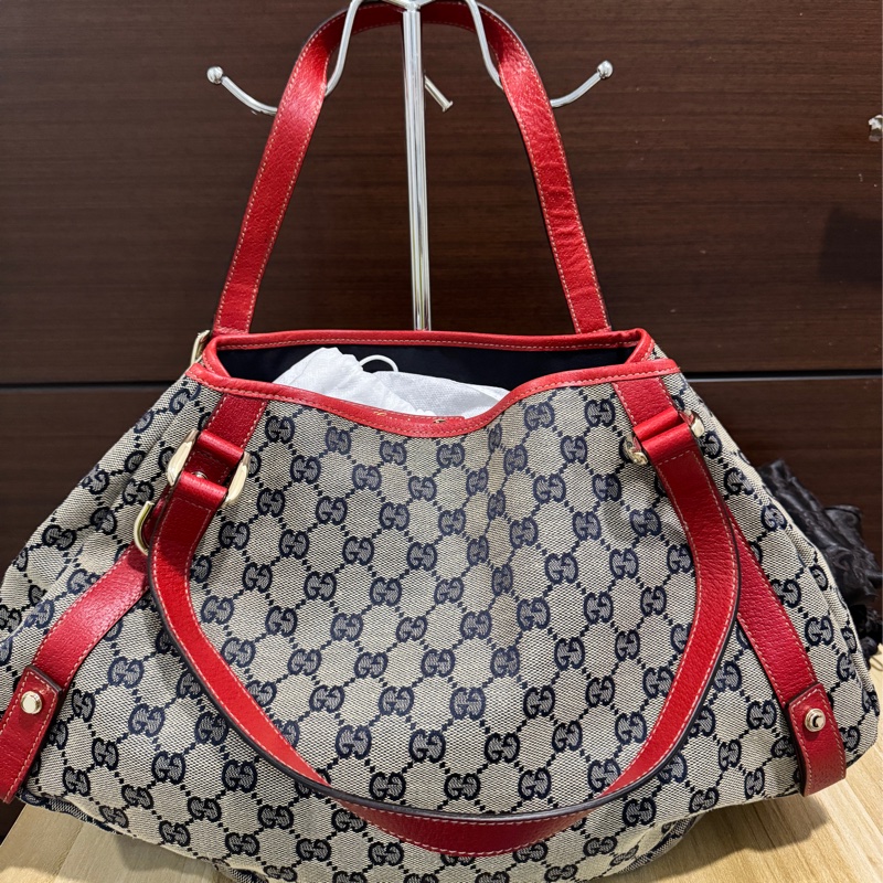 GUCCI 專櫃正品 限量品 130736 紅藍 GG 托特包 肩背包 變形蟲包-6