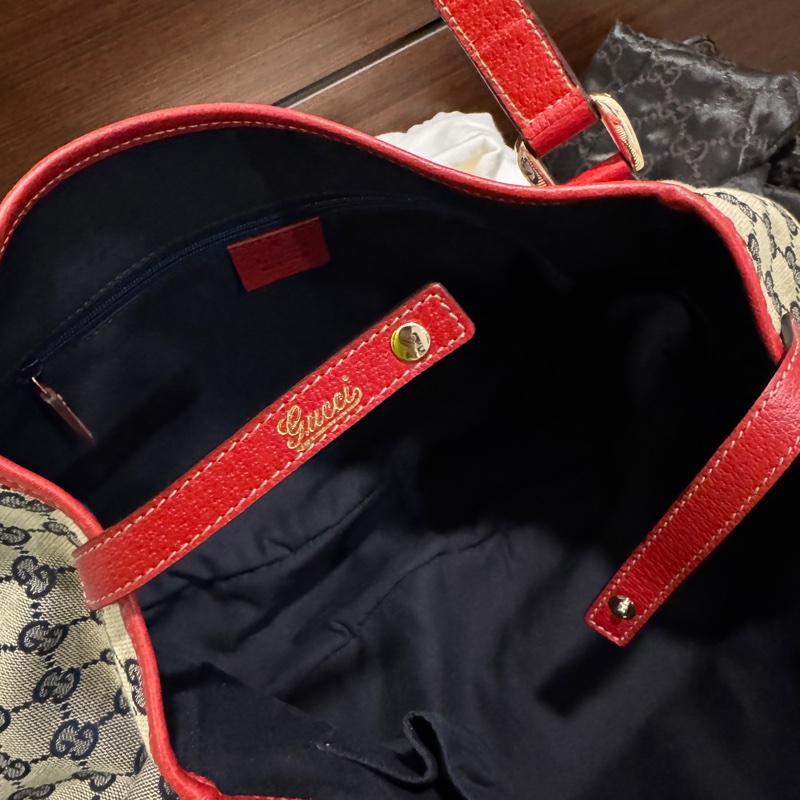 GUCCI 專櫃正品 限量品 130736 紅藍 GG 托特包 肩背包 變形蟲包-14
