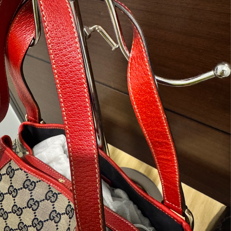 GUCCI 專櫃正品 限量品 130736 紅藍 GG 托特包 肩背包 變形蟲包-18