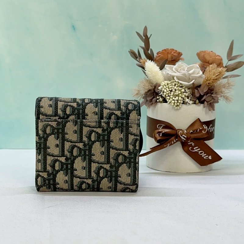 DIOR Saddle老花三折短夾-1