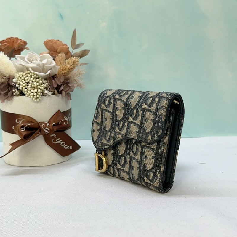 DIOR Saddle老花三折短夾-2