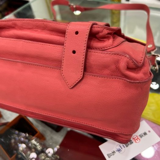 東區正精品㊣Proenza Schouler PS1 C1 粉色全皮金釦釦式翻蓋斜背包兩用包中款 RZ3980-4