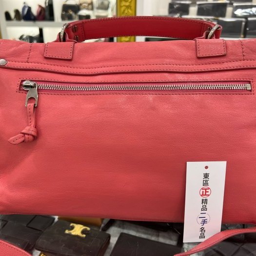 東區正精品㊣Proenza Schouler PS1 C1 粉色全皮金釦釦式翻蓋斜背包兩用包中款 RZ3980-9