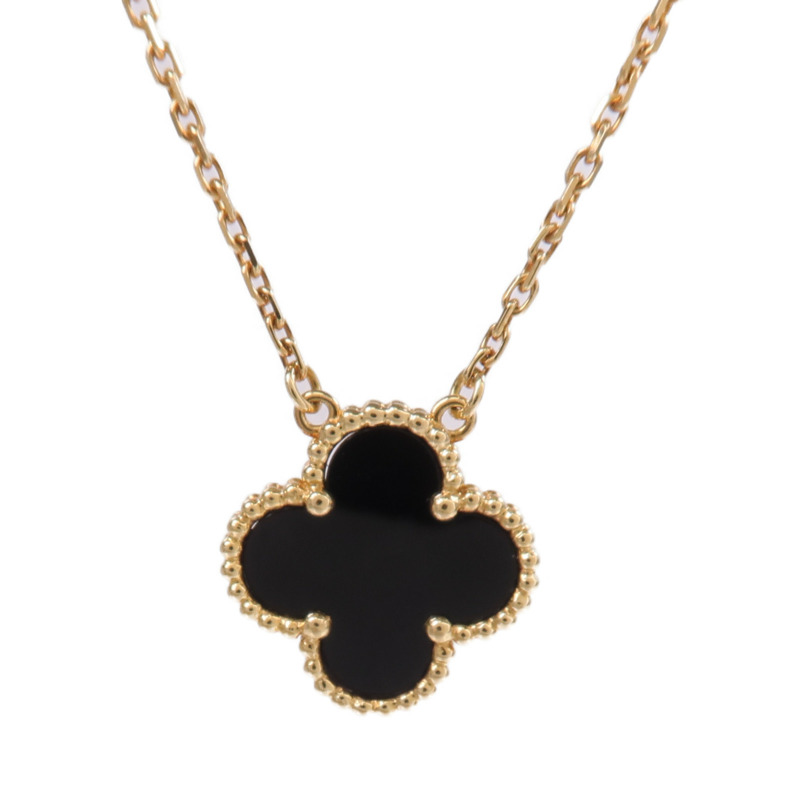 Van Cleef & Arpels 18K黃金Vintage Alhambra Pendant縞瑪瑙項鍊-2