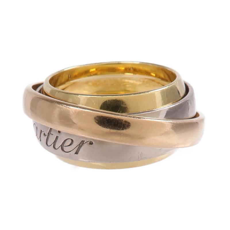 CARTIER 18K黃金/白金/玫瑰金Must-Ess Trinity Ring戒指Cartier#48/US#4.5-1