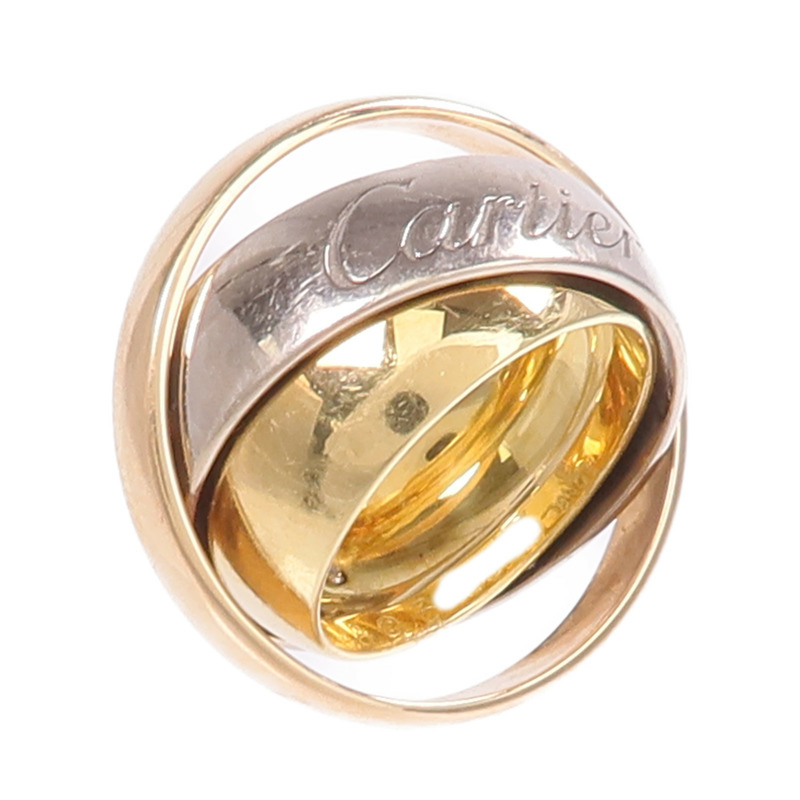 CARTIER 18K黃金/白金/玫瑰金Must-Ess Trinity Ring戒指Cartier#48/US#4.5-3