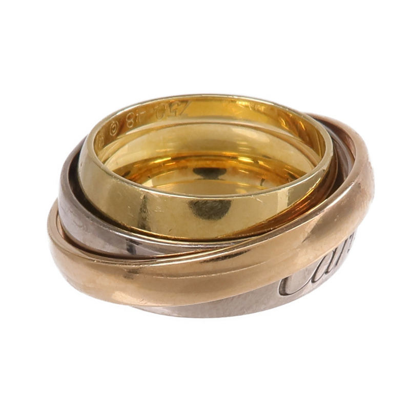 CARTIER 18K黃金/白金/玫瑰金Must-Ess Trinity Ring戒指Cartier#48/US#4.5-5