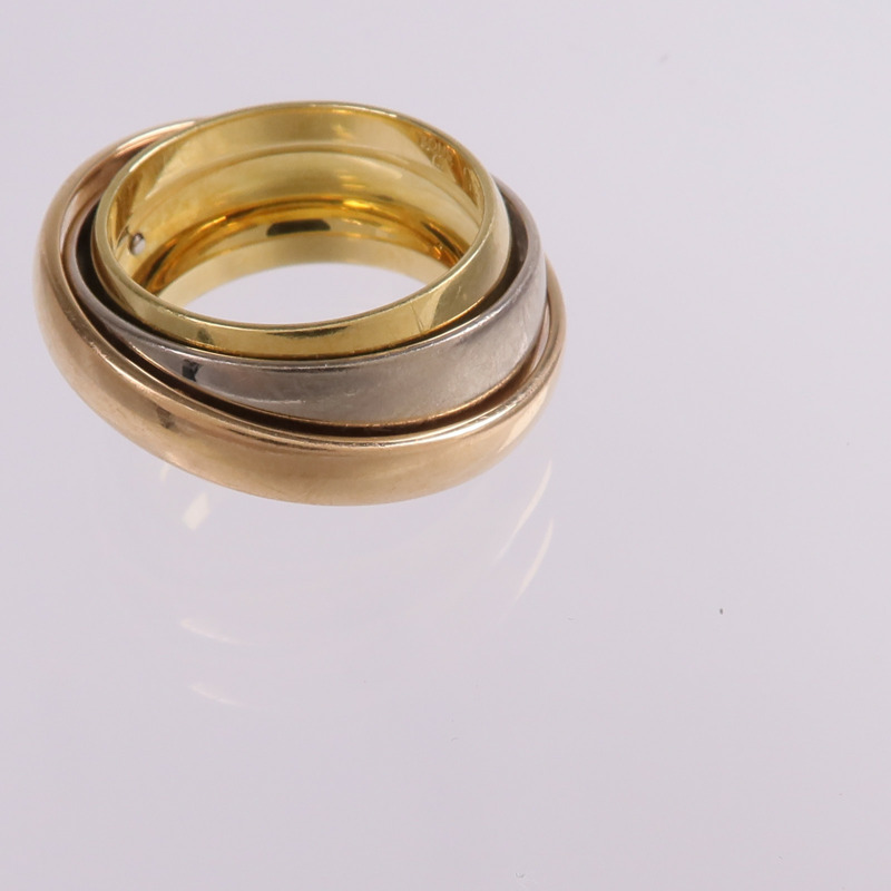 CARTIER 18K黃金/白金/玫瑰金Must-Ess Trinity Ring戒指Cartier#48/US#4.5-6